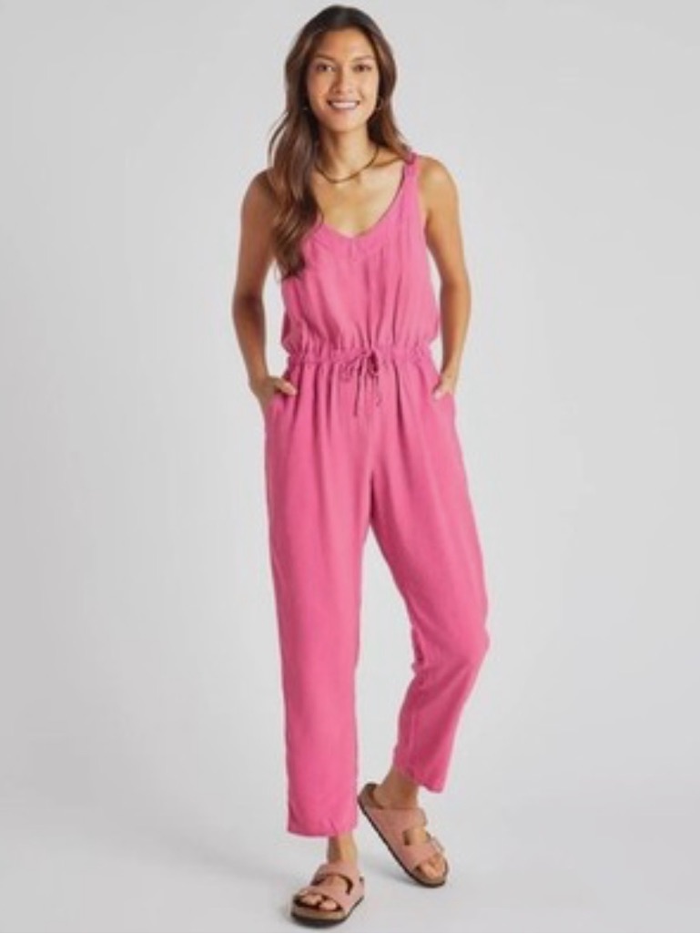 Splendid Dixie Pink Sleeveless Drawstring Jumpsuit